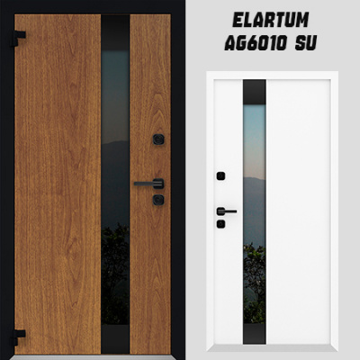 Дверь Elartum AG6010 SU тик тёмный (RAL 9005/9016) 860*2050мм Петли слева