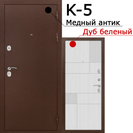 Входная дверь РАЙТВЕР К-5 (медный антик/белый ясень)